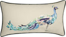 MISC Ribbon Peacock Decorative Lumbar Pillow Beige Bird Country Polyester
