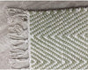 Chevron Striped Fringed Rug 2'3" X 3'9" Green Off White Geometric Stripe Farmhouse Modern Contemporary Cotton Polyester Contains Latex Handmade