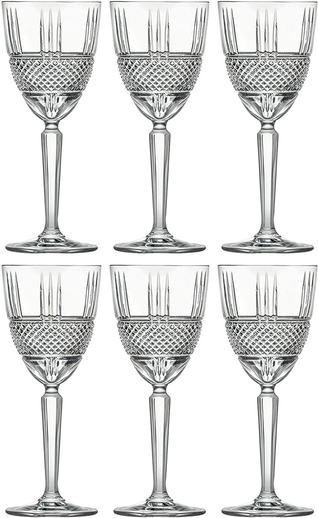 MISC Set/6 Crystal Designed Wine Goblet 8 Oz Made Europe Clear