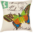 Cottage Home Butterfly Cotton 20 Inch Throw Pillow Brown Green Cream Nature Casual One Removable Cover