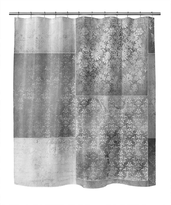 MISC Eclectic Bohemian Patchwork Light Grey Shower Curtain by 71x74 Grey Patchwork Bohemian Eclectic Polyester