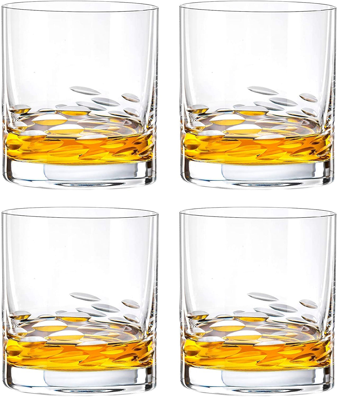 Glass Double Old Fashioned Tumbler Set 4 Oval Shaped