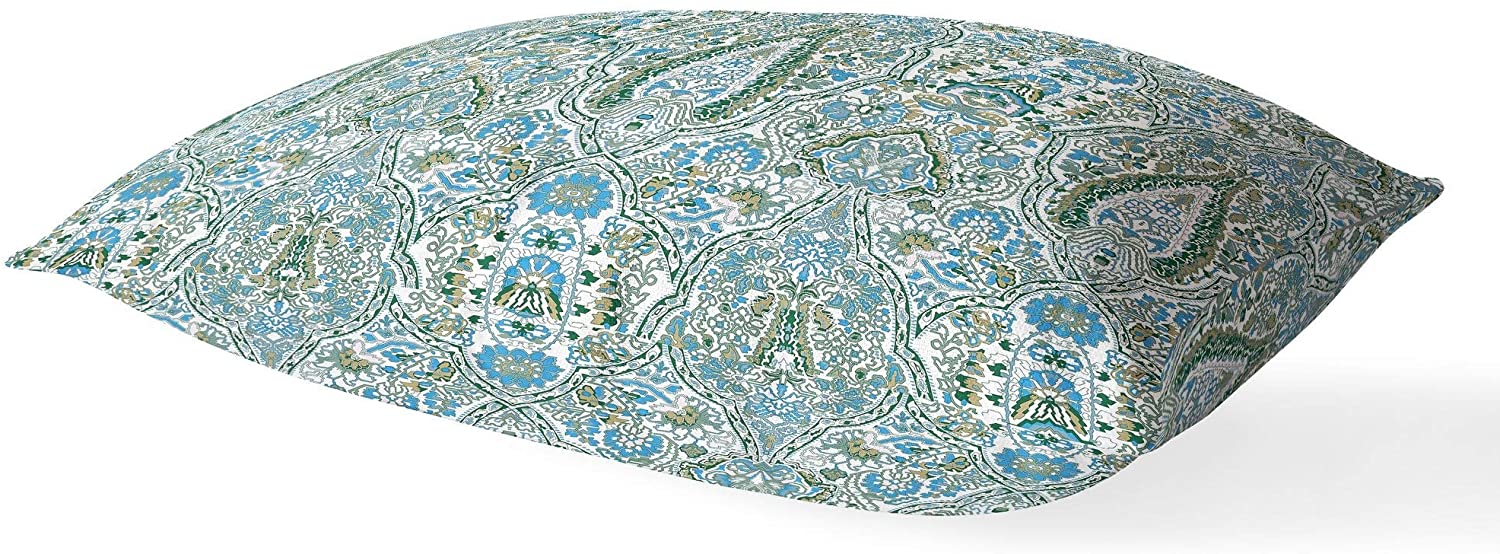 UKN Blue Green Reversed Lumbar Pillow Blue Geometric Global Polyester Single Removable Cover