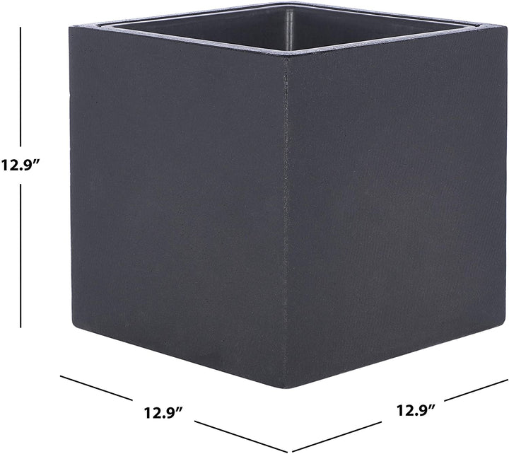 Outdoor Black Planter 12 9" W X L H Modern Contemporary Rectangular Concrete - Diamond Home USA