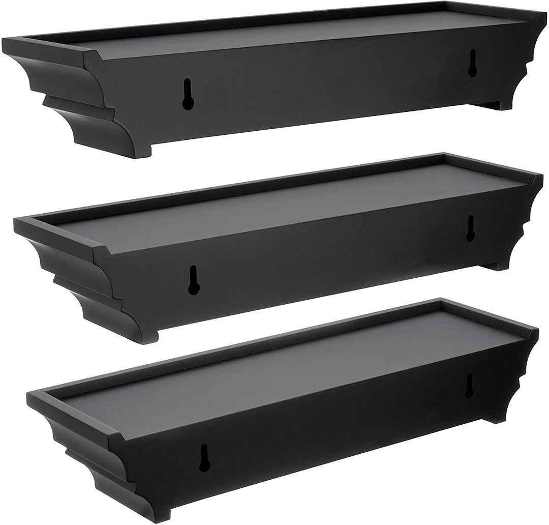 Kg Wall Shelf Set 3 Black 16" - Diamond Home USA