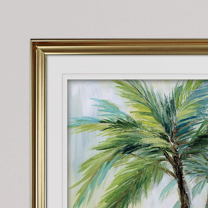 Palm Sensation Premium Framed Grey Yellow Blue Green White Black Red Traditional Rectangle Includes Hardware Oversized - Diamond Home USA