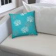 Floating Coral Aqua Indoor/Outdoor Pillow Sewn Closure Color Graphic Modern Contemporary Polyester Water Resistant