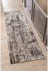 MISC Charcoal/Silver Abstract Runner Rug 2' X 6' Grey Ivory Polyester Latex Free Stain Resistant