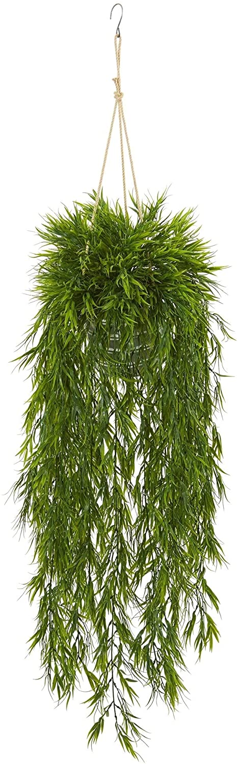 50" Mini Bamboo Artificial Plant Hanging Metal