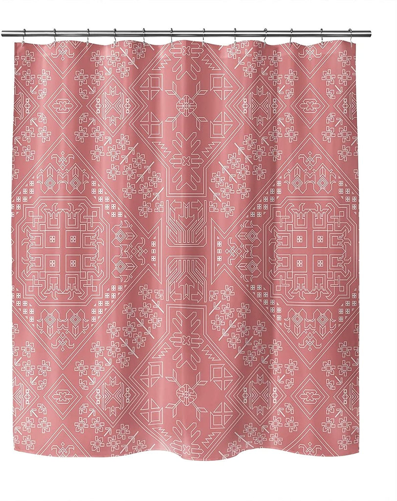MISC Coral Shower Curtain by 71x74 Pink Geometric Southwestern Polyester