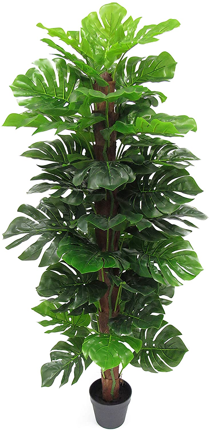 5ft Real Touch Split Leaf Tree Coco Bark Pot 60" H X 28" W