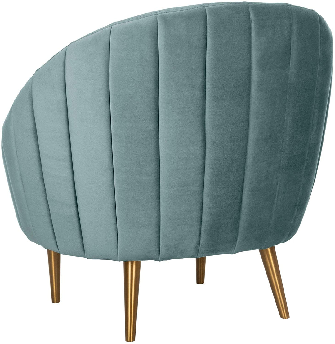 Tufted Tub Chair Seafoam/Gold Blue Solid Casual Glam Modern Contemporary Fabric Metal Wood Goldtone Finish Cushions