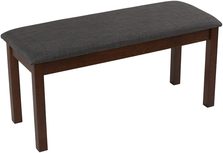 Dining Bench Charcoal Fabric Walnut Finish 40" Grey