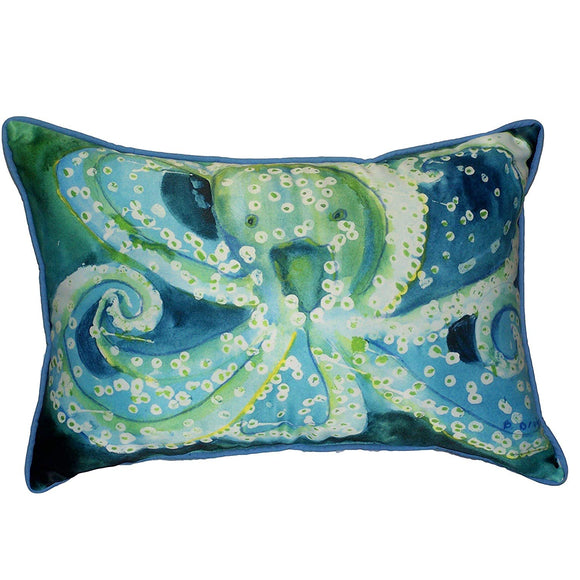 16 X 20 Inch Kids Blue Green Octopus Indoor Outdoor Throw Pillow Sea Animal Sofa Cushion Sea Creature Dots Printed Nautical Coastal Themed UV