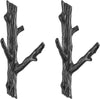 Cast Iron Tree Branch Double Wall Mount Coat Hooks (Set 2) Brown Matte Includes Hardware