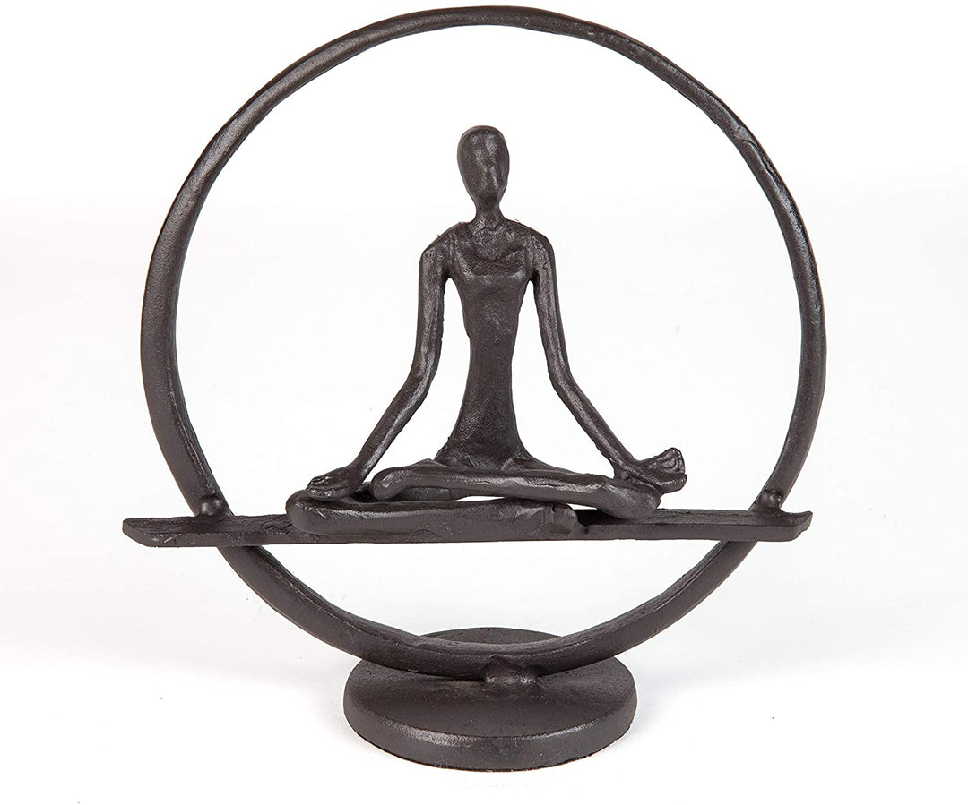 Meditation Circle Cast Iron Sculpture Brown Sports Bronze Finish - Diamond Home USA