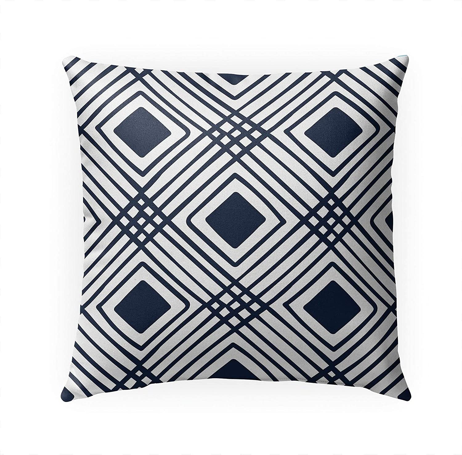 MISC Cross Diamonds Navy Indoor|Outdoor Pillow by 18x18 Blue Geometric Transitional Polyester Removable Cover