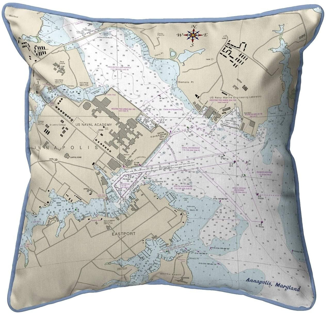 Nautical Map Small Pillow 12x12 Color Graphic Coastal