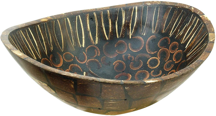 MISC Handmade Natural Cinnamon Coconut Shell Bowl (Indonesia) White Brown Polyresin