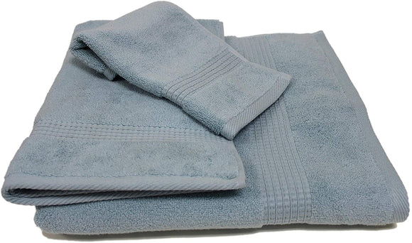 Towel Set Light Blue Solid Color Cotton Size