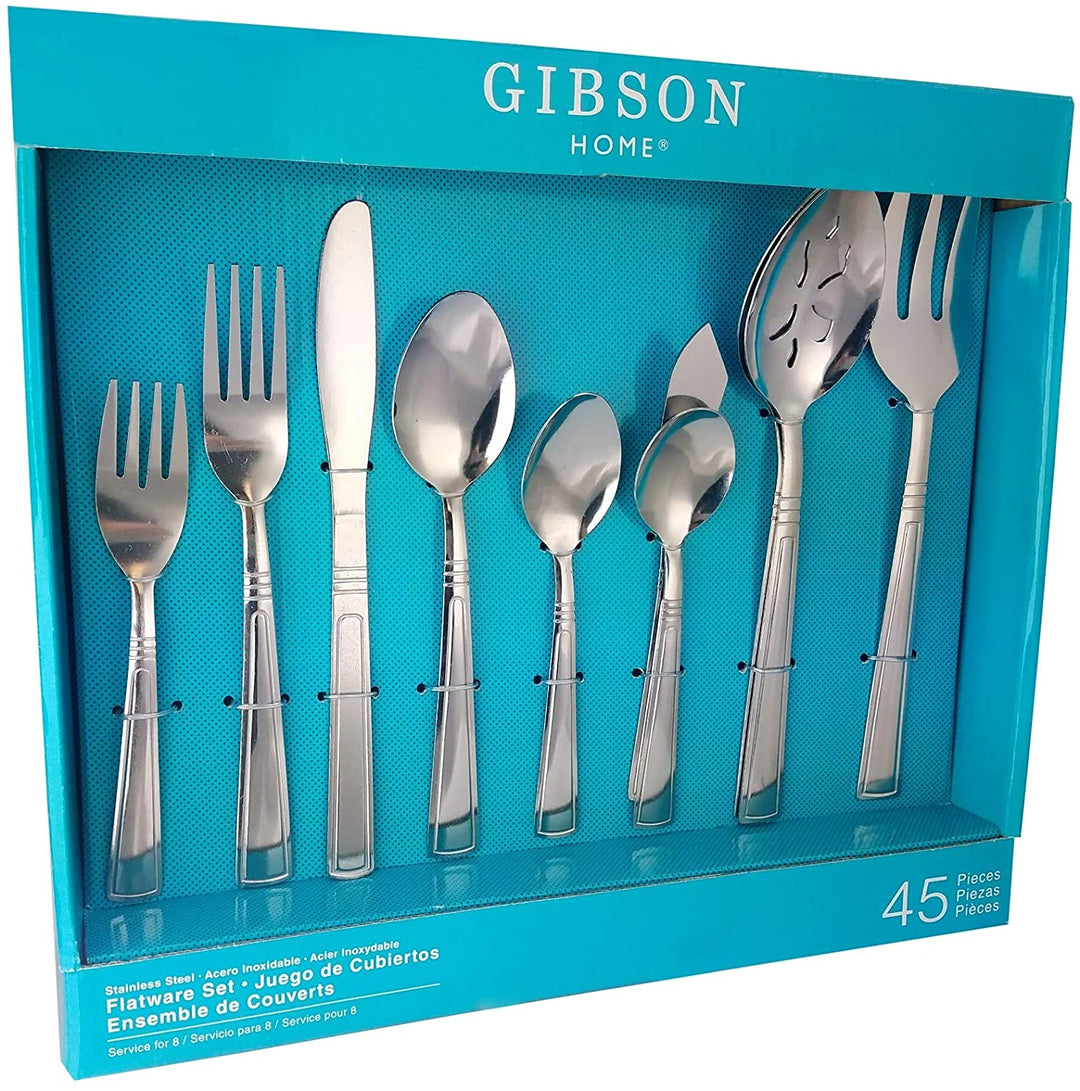 45 Tumble Finish Flatware Set Silver Stainless