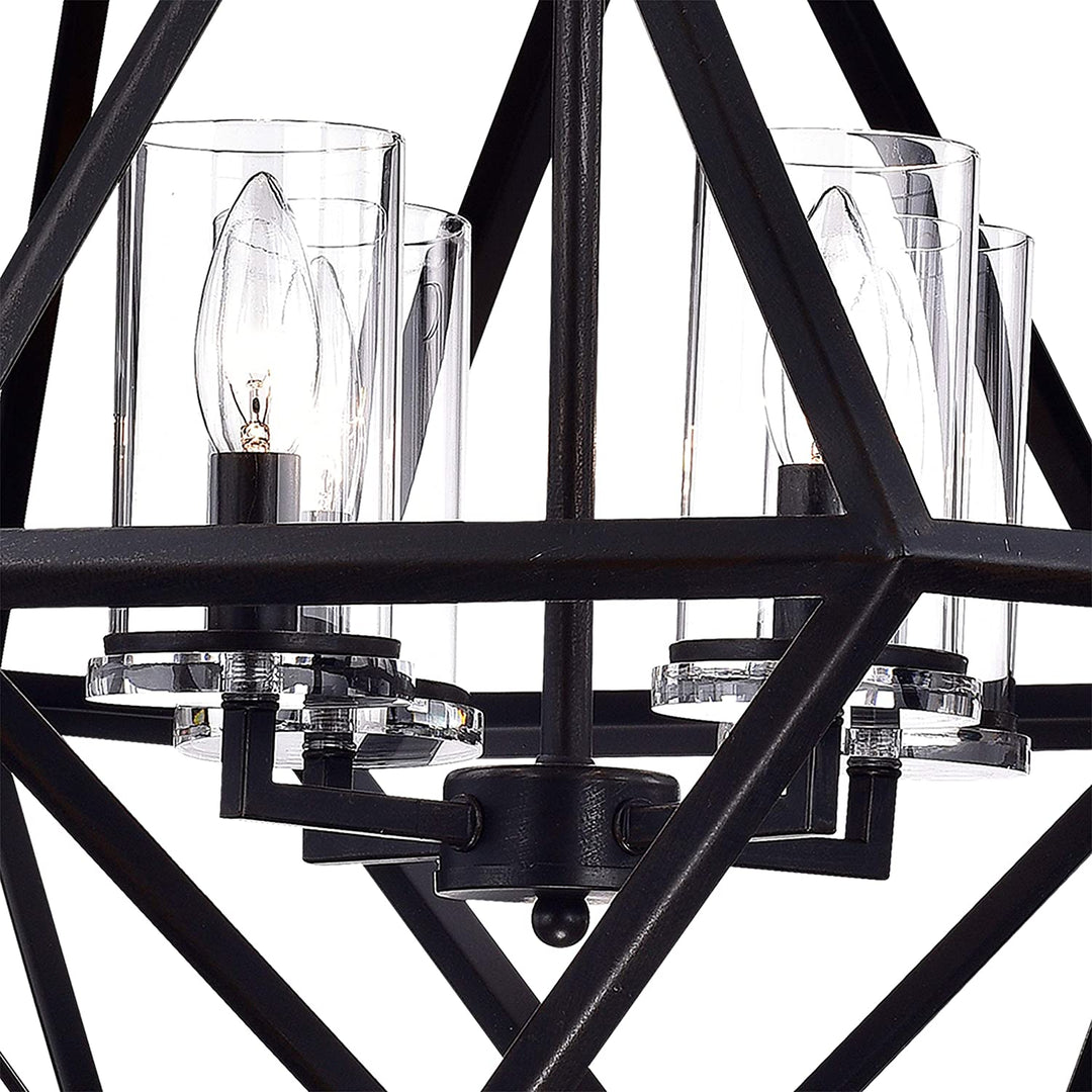 4 Light Geometric Chandelier Black Traditional Metal Dimmable - Diamond Home USA