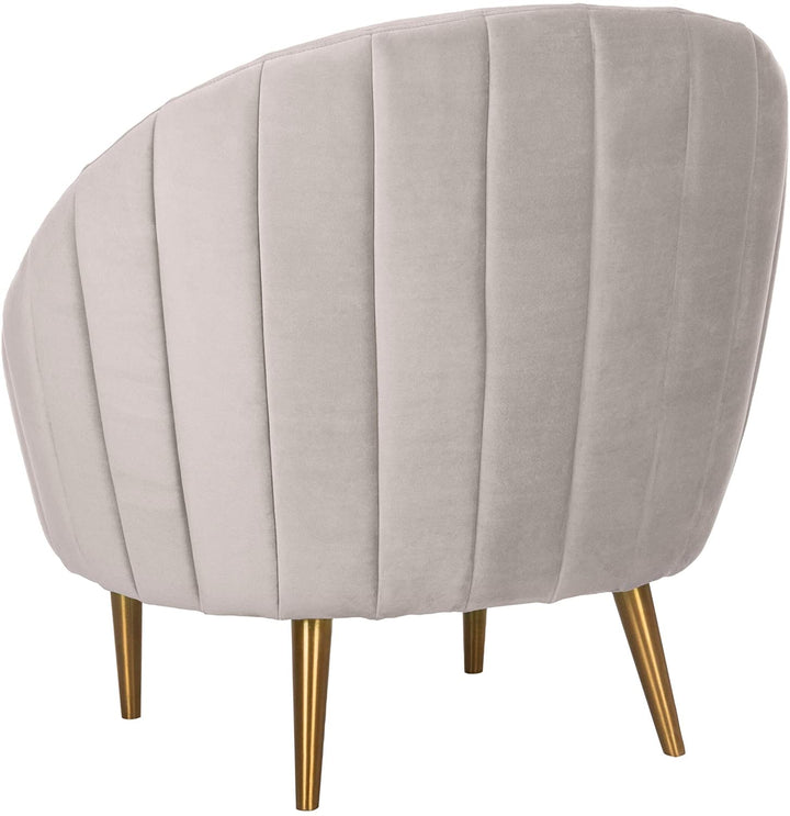 Tufted Tub Chair Pale Taupe/Gold Solid Casual Glam Modern Contemporary Fabric Metal Wood Goldtone Finish Cushions