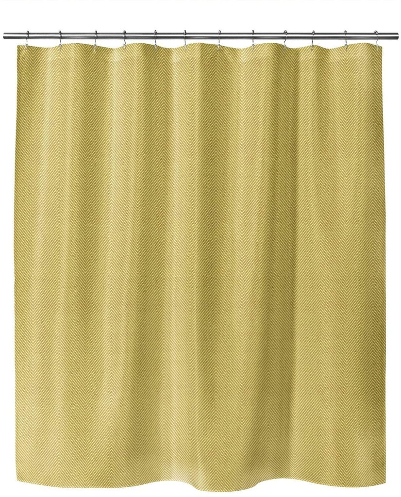 Stitched Zig Zag Tribal Mustard Shower Curtain by Yellow Chevron Modern Contemporary Polyester