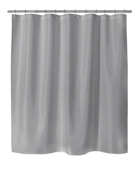 Deep Chevron Dark Grey Shower Curtain by Grey Chevron Modern Contemporary Polyester