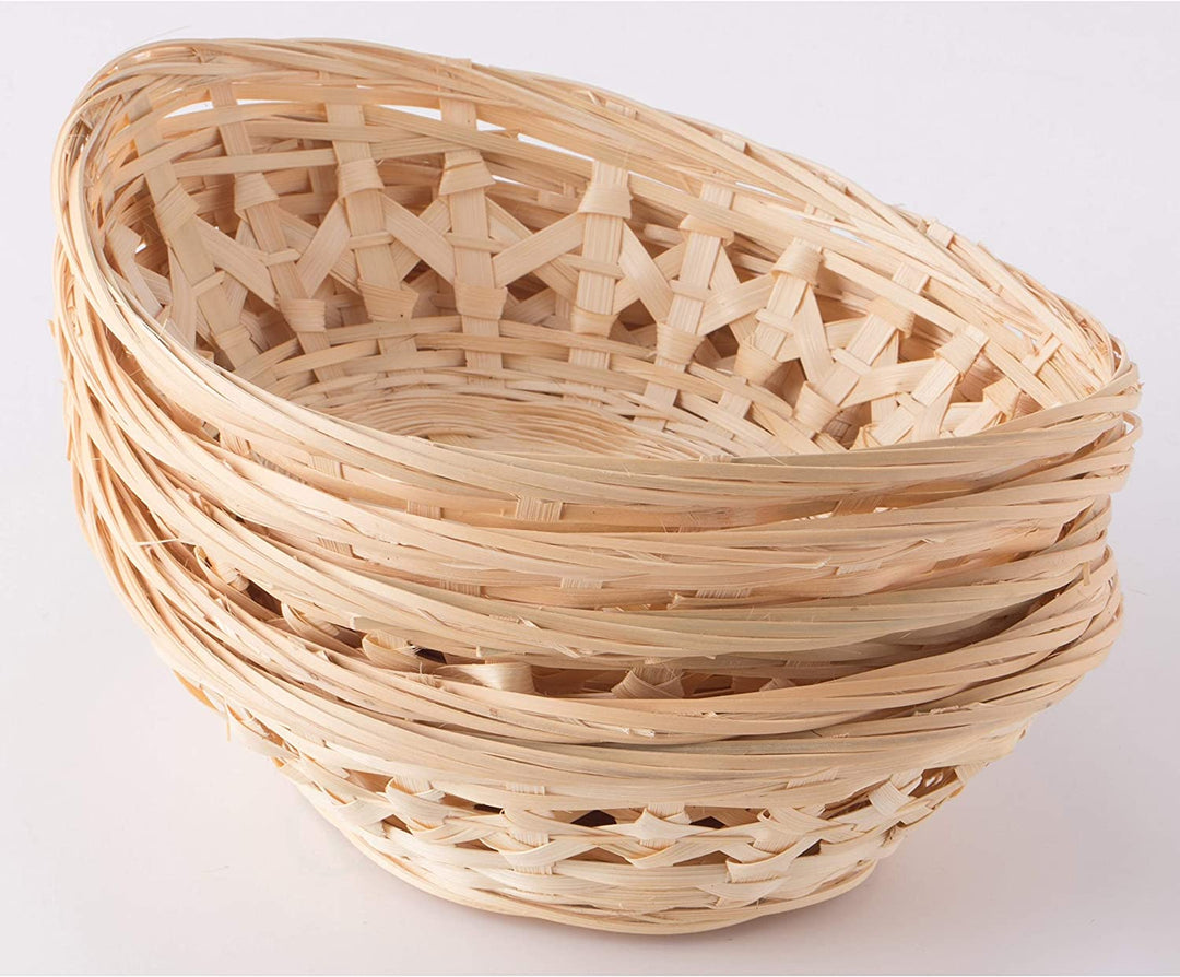 Set 5 Natural Bamboo Oval Storage Bread Basket Trays Brown Wood - Diamond Home USA