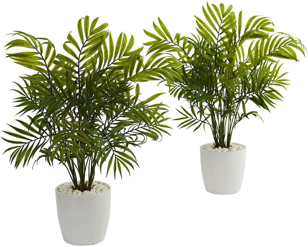 Palms White Planter Artificial Plant (Set