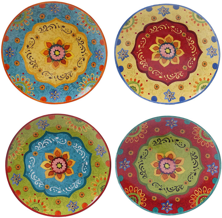 Sunset 10 5 inch Dinner Plates (Set 4) Green Red Yellow