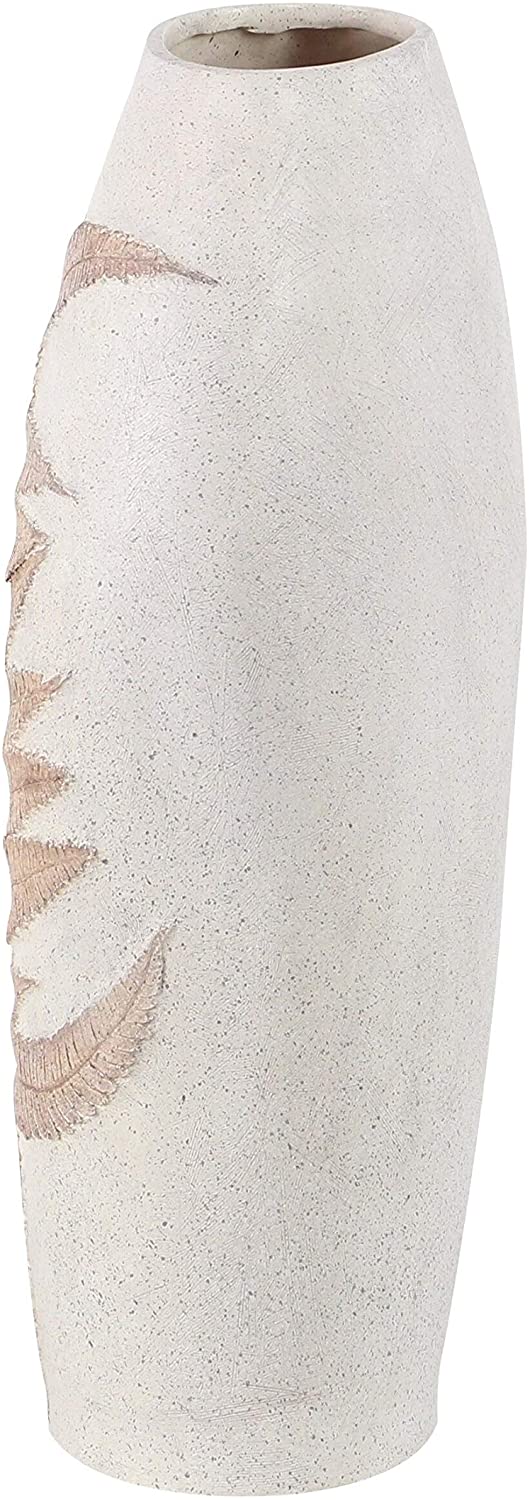 Modern 18 X 6 Inch Polystone Leaf Vase White Contemporary Resin