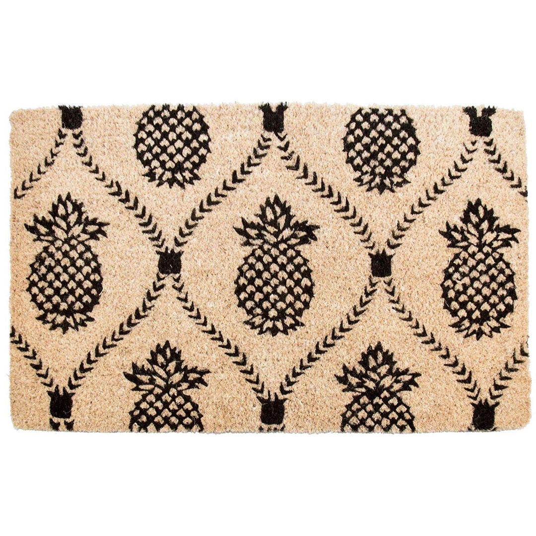 Black pple Doormat Tropical Fruit Trellis Pattern