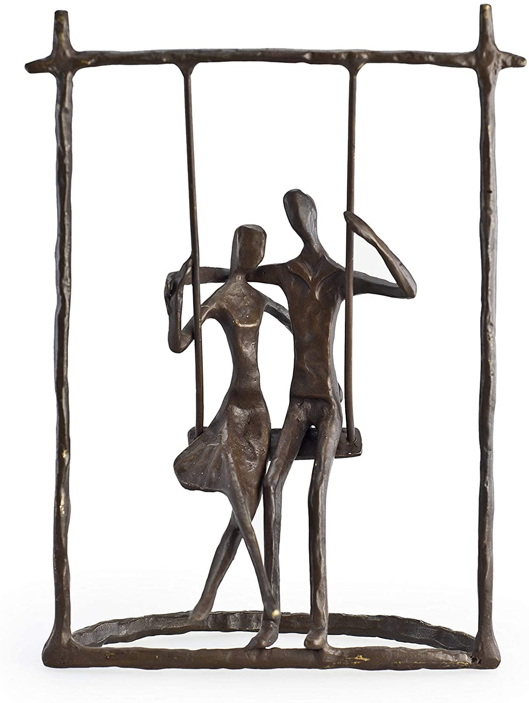 Couple Swing Bronze Sculpture Brown Metal