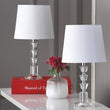 Lighting 16 inch White Shade Tiered Crystal Orb Table Lamp (Set 2) 9"x9"x16" Clear Modern Contemporary Transitional Chrome Bulbs Included