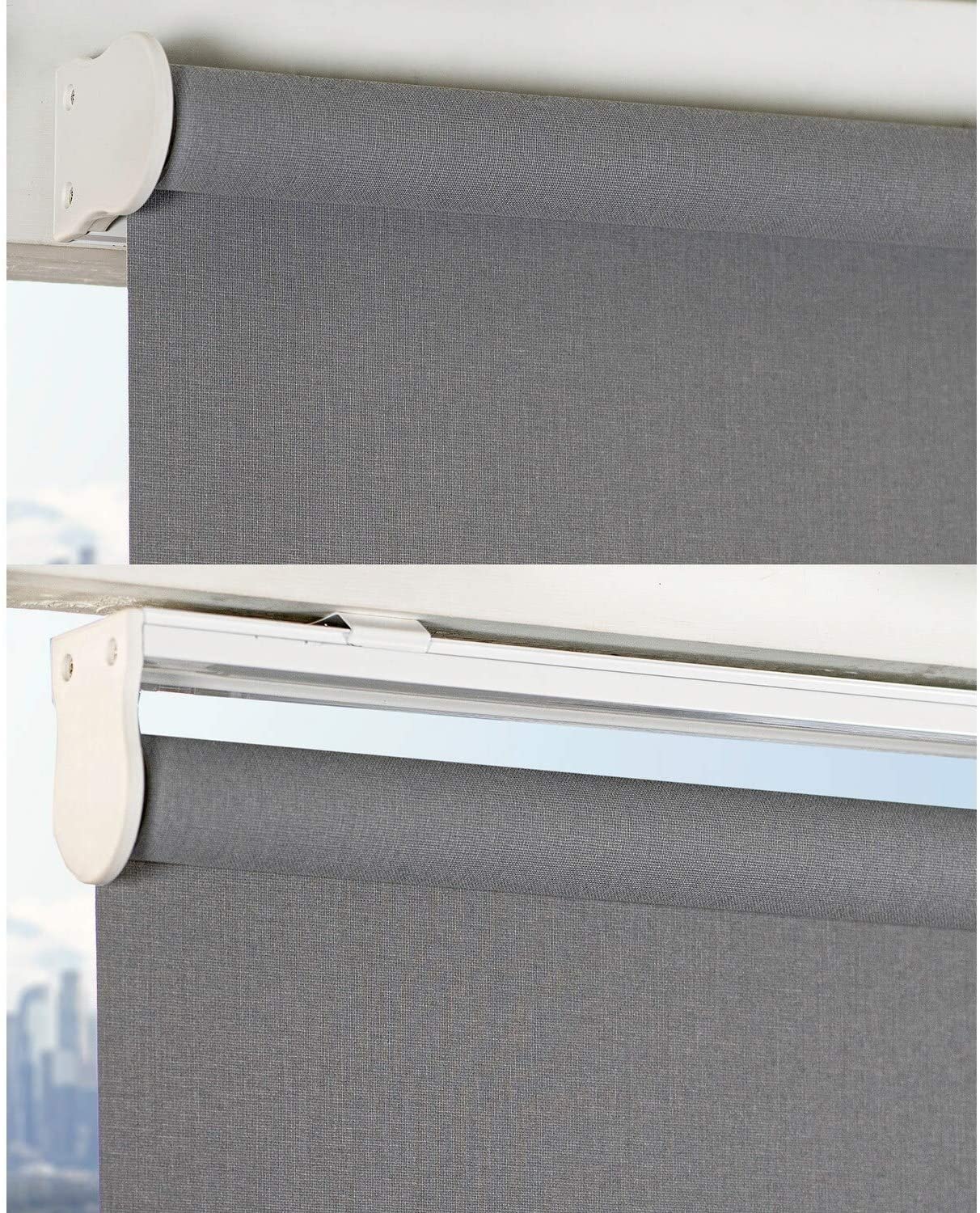 Light Filtering Cordless Roller Shades 42" w X 72" h Grey Modern Contemporary Polyester