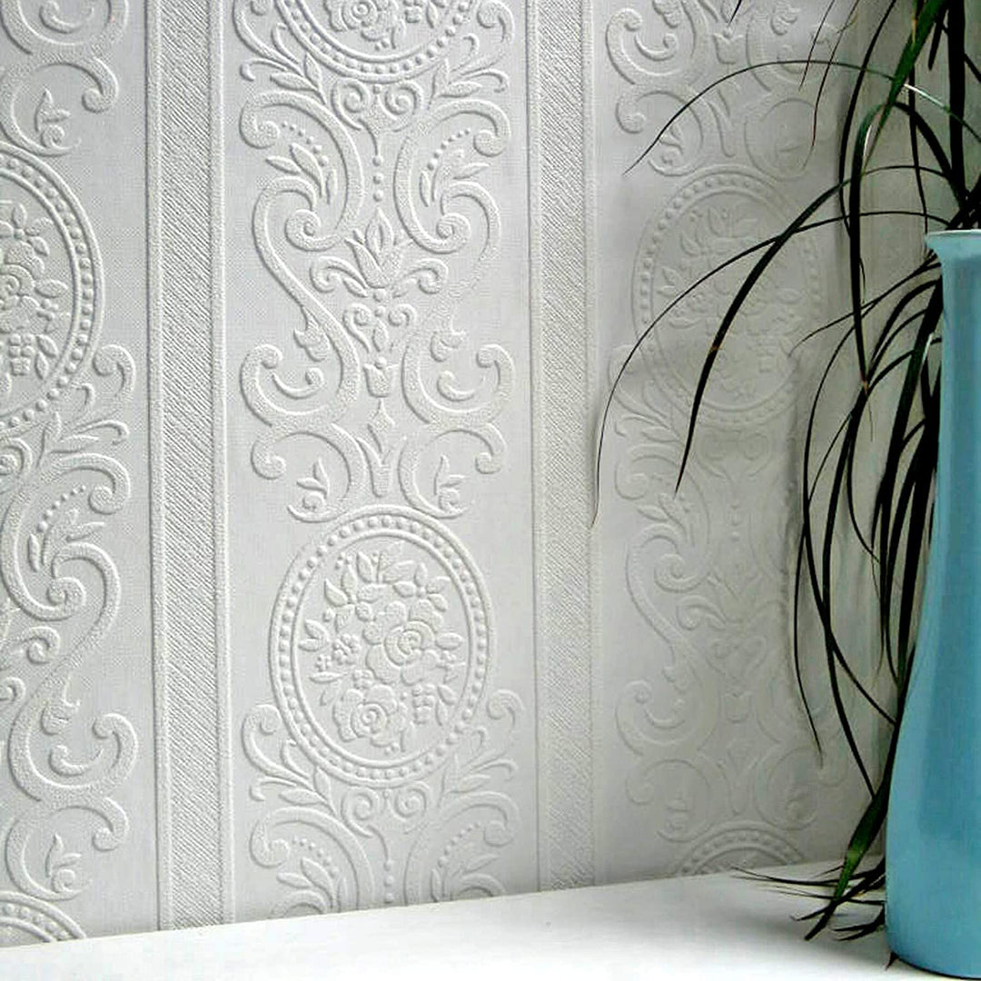 Paintable Textured Vinyl Wallpaper Off/White