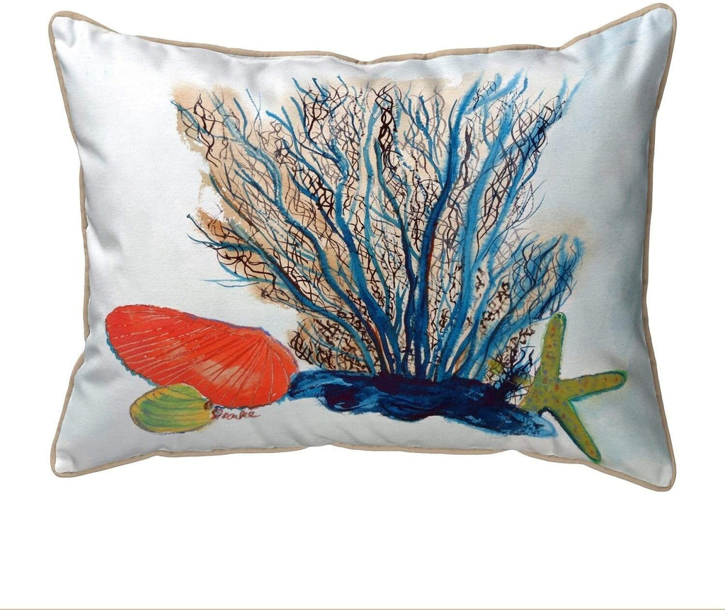 Coral Shells Small Corded Pillow 11x14 Color Graphic Nautical Coastal Polyester