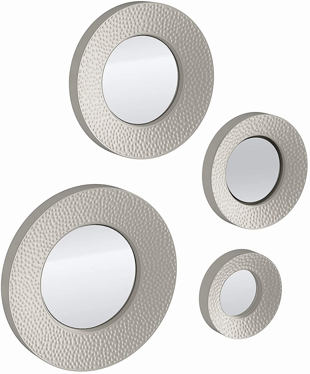 Hammered Silver Sphere Wall Mirror Set Transitional