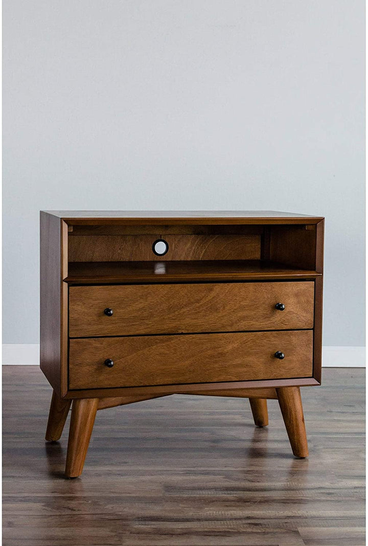 Large Wood 2 Drawer Nightstand Acorn (Brown) Brown Mid