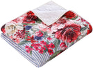 Unknown1 Quilted Throw Blanket Blue Floral Cottage Farmhouse Cotton Microfiber