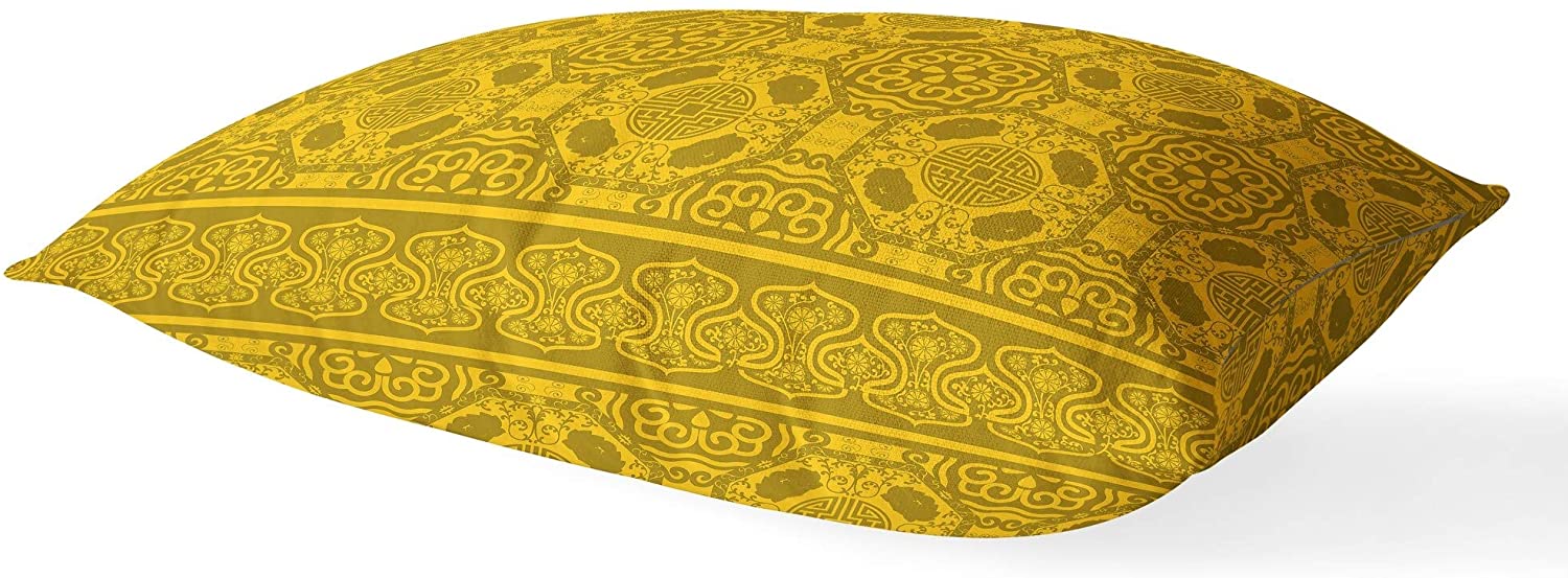 UKN Gold Overdye Lumbar Pillow Gold Geometric Global Polyester Single Removable Cover