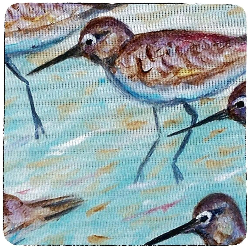 Sandpipers Coaster Set 4 Color Synthetic Fiber
