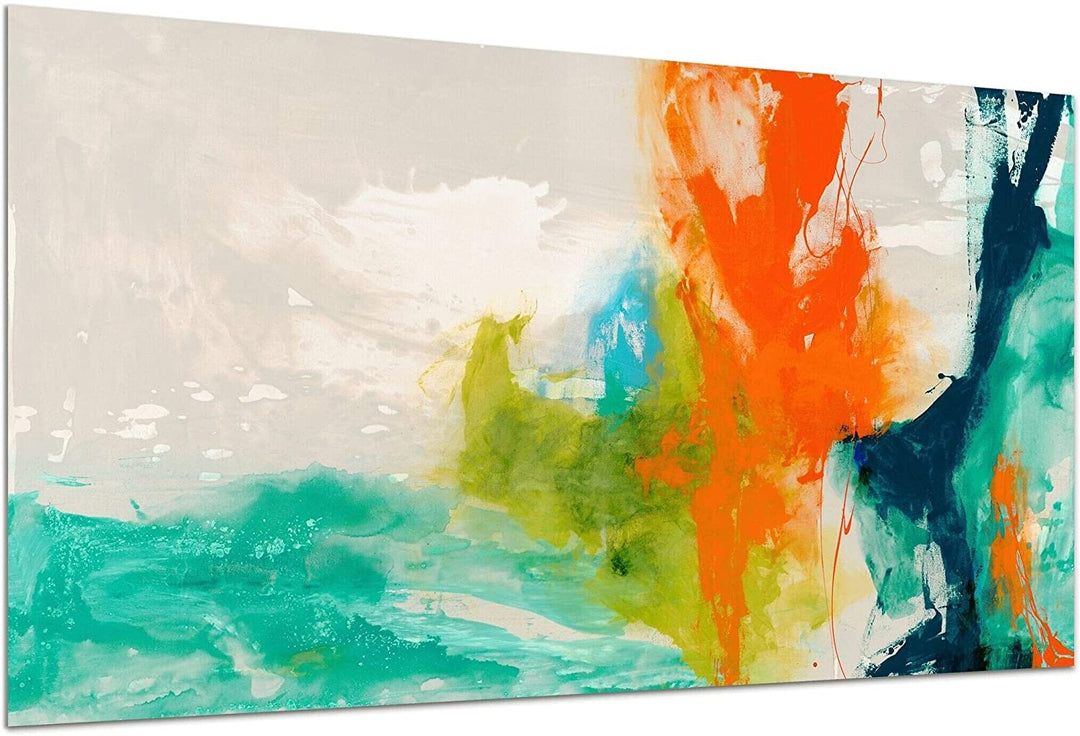 Tidal Abstract 1" Frameless Free Floating Tempered Glass Panel Graphic Wall Art Modern Contemporary