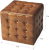 Unknown1 Brown Leather Button Tufted Ottoman Solid Modern Contemporary Transitional Square Wood Handmade Tufted