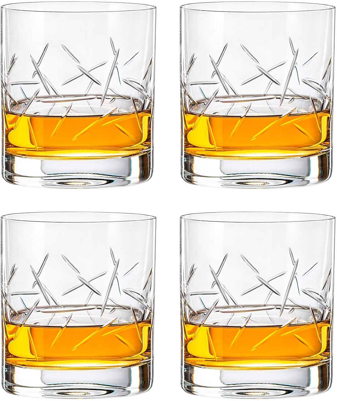 Glass Double Old Fashioned Tumbler Set 4 Small Lines