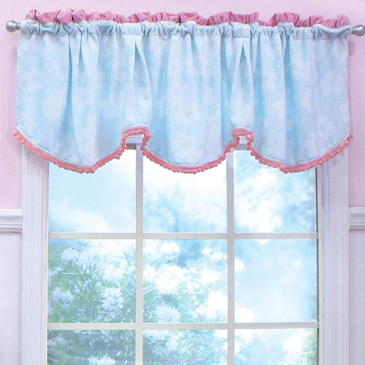 Aqua Pink Wings Window Valance Blue Polyester - Diamond Home USA