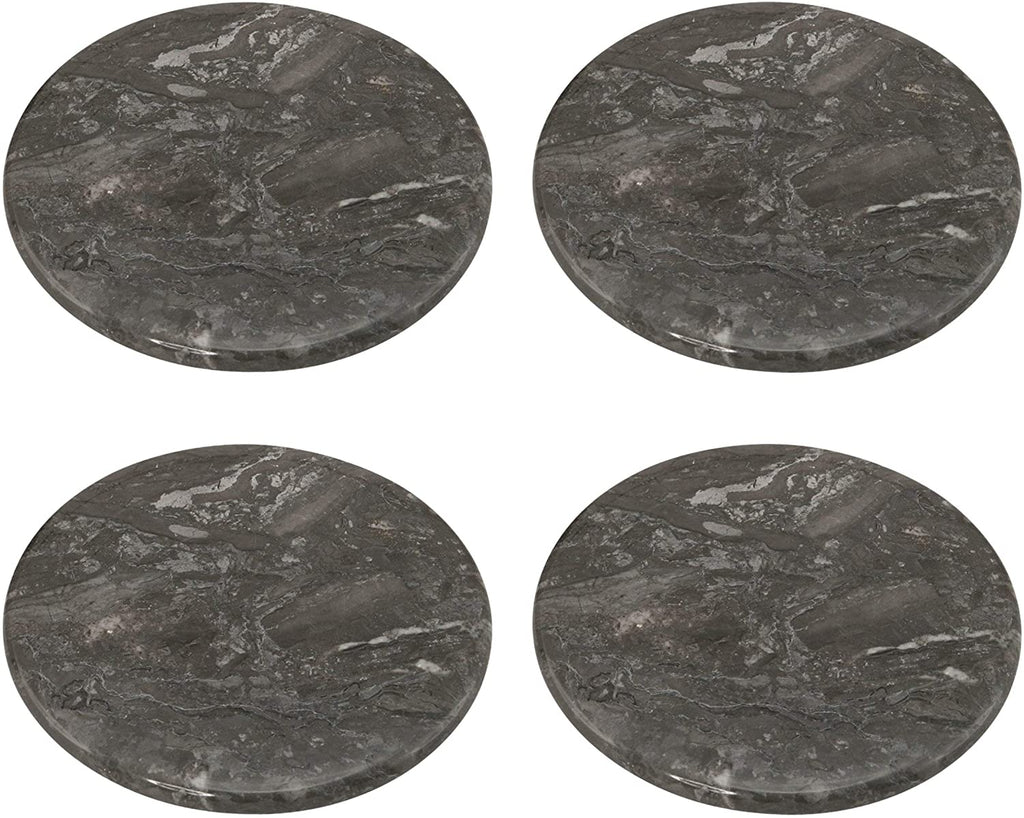 Genuine Charcoal Marble Stone Coaster (Set 4) 4" Gray N/ Black