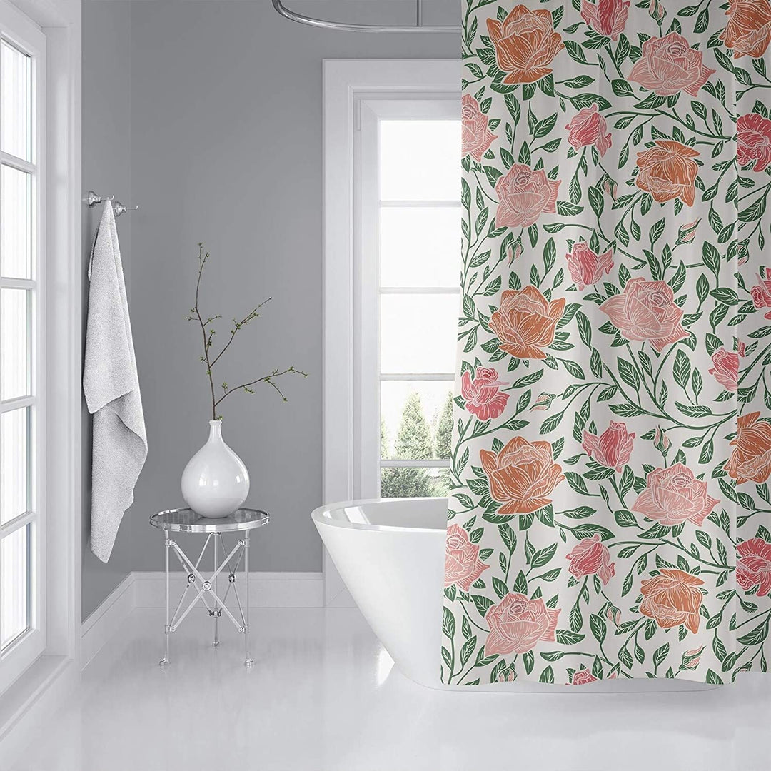 MISC Light Shower Curtain by 71x74 Pink Floral Cottage Polyester